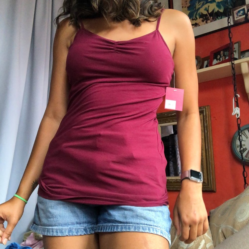 Burgundy Cami top with a built in bra